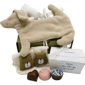 Cadeauset Hoera zwanger - Babygeschenkset - felicitatie bij zwangerschap - hoera zwanger - babyshower - unisex | 5-delig