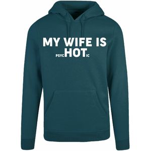 7311 - Hoodie - My wife is...-Bottle Green-S
