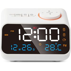 Digitale Wekkerradio - Multifunctionele Wekkerradio - Wit - FM Radio - Temperatuur en Vochtigheid Display