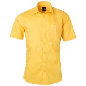 James and Nicholson Herenshort Poplin Shirt met korte mouwen (Geel)