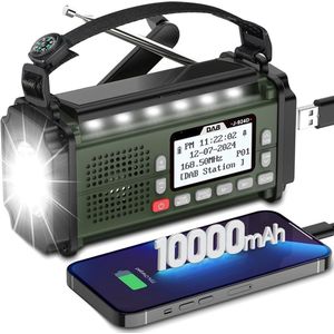 Noodradio - Zonneradio - Zwengelradio - Draagbare - Oplaadbare - met 52cm Antenne - LED-zaklamp - Leeslamp - DAB+/FM - Dynamo-radio - 10000 mAh - SOS-alarm - Geschikt voor Wandelen - Kamperen - Outdoor - Noodsituatie - Groen