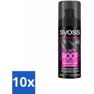 10 x SYOSS - Uitgroeispray Zwart - Uitgroeispray - Kleurbescherming - Directe Grijsdekking - Uitgroeispray - Kleurbescherming - Directe Grijsdekking - Tijdelijke Camouflage - Haarkleurbeurten