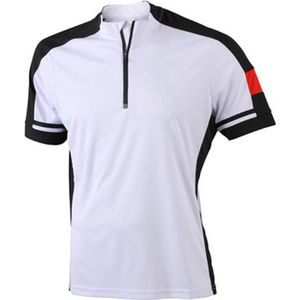 James and Nicholson - Heren Fietsshirt met Halve Rits (Wit)