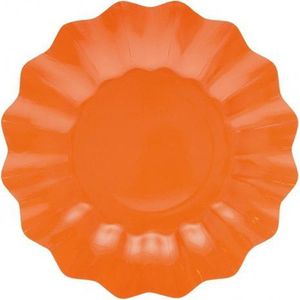 16x Diepe kartonnen bordjes oranje 21 cm - Wegwerpborden van karton - Feestbordjes - Feestartikelen tafeldecoratie