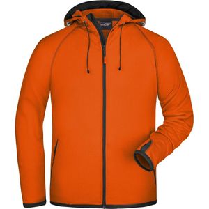 Oranje heren fleece jasje met capuchon M