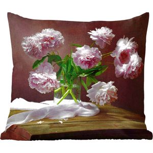 Sierkussens - Kussentjes Woonkamer - 40x40 cm - Pioenrozen - Stilleven - Bloemen
