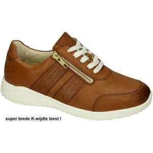 Solidus - Dames - Sneakers - Cognac - Leder - Extra Brede K-wijdte