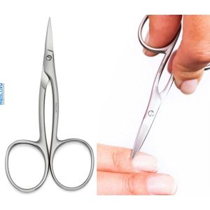 MEDLUXY® Exclusive - Nagelriemschaar (huid- en vellenschaartje) en Nagelschaar (zachte nagels) - Gebogen - 9 cm - INOX (Nagelriemknipper, Cuticle Cutter, nagelriem schaar) [PM0581]