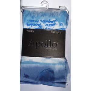 Apollo - Panty - symbolen en teksten - blauw - 70 den- one size