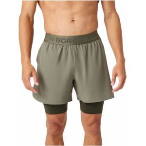 Björn Borg - Borg 2 In 1 Shorts - Sportbroek - Dusty Olive