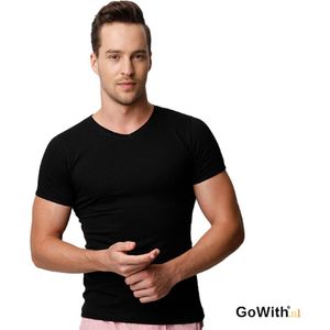 2 Pack Onderhemd Heren Met V hals - Singlet Heren - 100% Katoen - Zwart - S