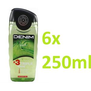 Denim Musk Douchegel voor mannen - 6 x 250 ml voordeelverpakking