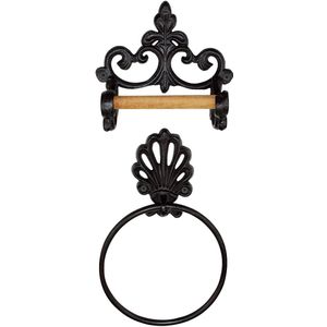 Boraboi® Elegante Retro Stijl Handdoek- en Toiletpapierhouder Set voor Badkamer en Keuken