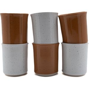 Kade 171 - Koffiekopjes - set van 6 kopjes - 150ML - wit - bruin - keramiek - hip en trendy