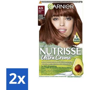 Garnier - Nutrisse Ultra Crème 4.5 - Haarkleuring - Mahoniebruin - Intens Voedend - Permanente Kleur - Voordeelverpakking - 2 stuks