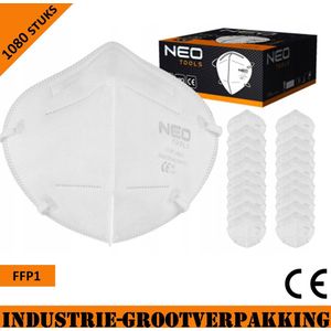Neo Tools stofmasker halfgelaatsmasker - FFP1 - 5 laags - CE gecertificeerd - Industrie-verpakking 1080 stuks