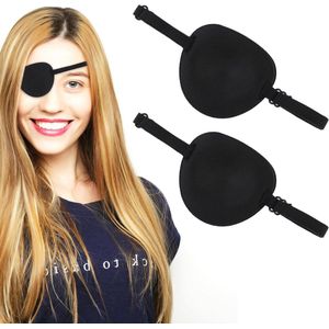 Allecto Plus - Ooglapjes voor volwassenen en kinderen - 2 stuks - Verstelbaar - Zwart - Ooglapje voor linker- of rechteroog - Geschikt voor piraten kostuum