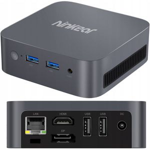Ninkear MBOX 11 Mini PC – 16 GB DDR4 – 512 GB SSD – Intel N150 - Tot 3,6 GHz – Windows 11 –USB 3.0 * 2- Dual Display HDMI 2.0+DP 1.4 – WiFi 5 – BT 5.0 – Zilvergrijs