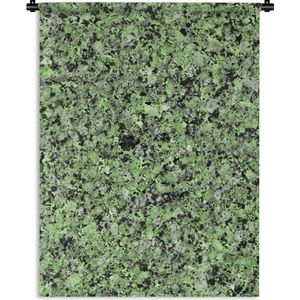 Wandkleed - Wanddoek - Steen - Graniet - Zwart - Groen - 90x120 cm - Wandtapijt