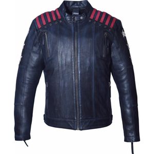 Urban 5884® - The Rising Star - Heren Motorjas- Met Protectie -  Lams Leer - Blauw - Maat L