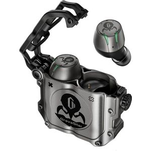 GravaStar Sirius Wireless Earbuds Bluetooth oortelefoon P7 draadloze oortelefoon Bluetooth mechanisch ontwerp zinklegering oplaadkoffer 3 headset-modi (Space Gray)