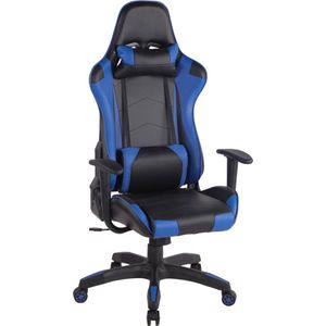 Bureaustoel - Game stoel - In hoogte verstelbaar - Kunstleer - Blauw/zwart - 65x47x138 cm