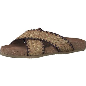 MARCO TOZZI Textile Upper, Goat Leather sock with Feel Me Soft Step Dames Muiltjes - NATURE COMB - Maat 38