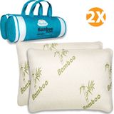 Hoofdkussens Bamboe kussen (Set van 2) - Bamboo Kussen Memory Foam - Hoofdkussen Bamboe Tijk - Origineel Bamboo Kussen - Cool Comfort - Memory Foam - Zacht, Koel & Drukverlagend - bamboo pillow | 60x50 cm