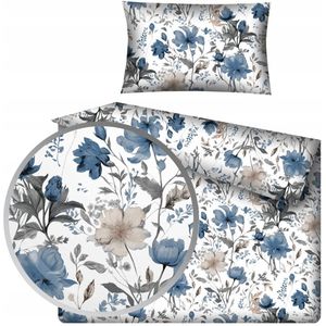Kinderbeddengoed Katoen 100x135 cm - Blauwe Bloemen