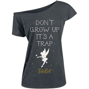 Peter Pan Tinker Bell - Don't Grow Up Dames T-shirt - gemêleerd donkergrijs - 3XL