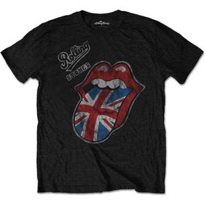 The Rolling Stones Heren Tshirt -XL- Vintage British Tongue Zwart