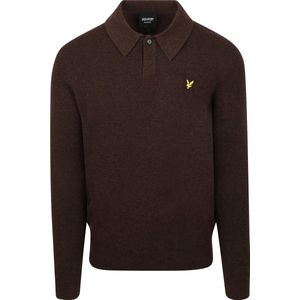 Lyle & Scott Longsleeve Poloshirt Lamswol Bruin - Maat S - Heren - Pullovers