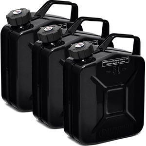 BW® Fuel Canister Metalen Benzineblik - Jerrycan 3x 5 liter met schroefdop - Zwart - TÜV-getest en UN-goedgekeurd - Gemaakt in Europa