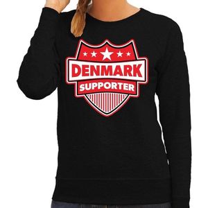 Denmark supporter schild sweater zwart voor dames - Denemarken landen sweater / kleding - EK / WK / Olympische spelen outfit M