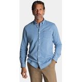 NZA - Blauw katoen stretch overhemd