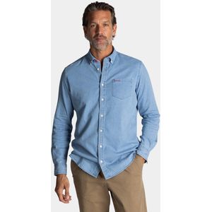 NZA - Blauw katoen stretch overhemd
