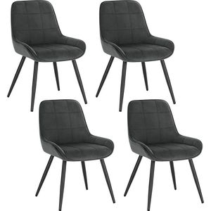 Rootz set van 4 eetkamerstoelen - stoelen met fluwelen accenten - gestoffeerde stoelen - ergonomisch ontwerp, duurzaam en vloerbescherming - 81,5 cm x 38 cm x 43 cm