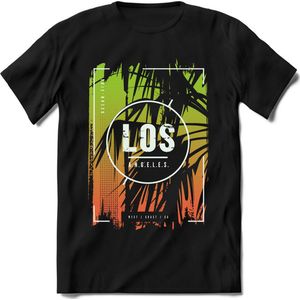 Los Angeles | TSK Studio Zomer Kleding  T-Shirt | Groen - Oranje| Heren / Dames | Perfect Strand Shirt Verjaardag Cadeau Maat 3XL