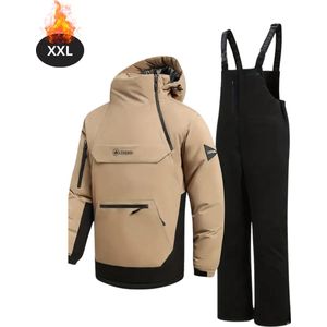 Livano Skipak - SkiBroek - Skijas - Ski Suit - Wintersport - Heren - 2-Delig - Khaki - Maat S