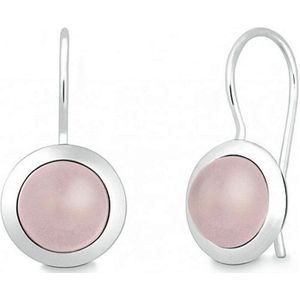 Quinn - zilveren oorbellen met rozenkwarts - 035839930