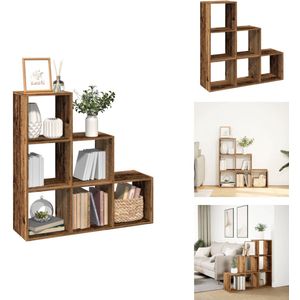 vidaXL Boekenkast - Boekenkasten - Boeken Plank - Schappenkast - Kamerscherm / boekenkast 3-laags 99x29x99 cm hout oud houtkleur
