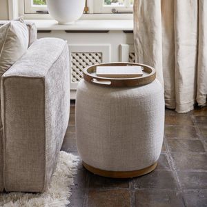 Riviera Maison Babylon End Table with Tray Small - Polyester, Rubberwood, Elmwood - Antiek Wit - 52.0x52.0x57.0 cm