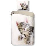 Snoozing Snooze - Dekbedovertrek - Off-white - Eenpersoons - 140x200/220 cm + 1 kussensloop 60x70 cm