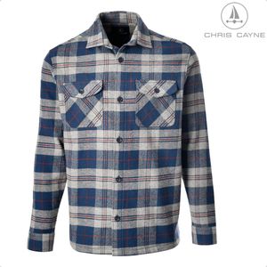Chris Cayne overhemd lange mouw - maat M - blouse 1503 - geruit dessin - grijs/marine/donkerrood - twee klepzakken