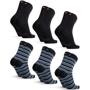 DANISH ENDURANCE - Katoenen Dress Socks - Zwart Streep - 6 Paar