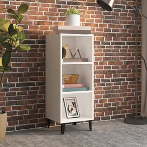 The Living Store Dressoir - Trendy en praktisch - Meubel - Afmetingen- 34.5 x 32.5 x 90 cm - Kleur- Wit - Materiaal- Bewerkt hout en metaal