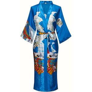 Bovista Badjas Dames - Kimono - Kamerjas - Ochtendjas - Pyama - Blauw - XXL