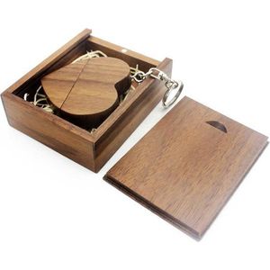 128GB 3.0 Walnoot hout hart usb stick in hout doos