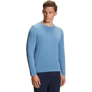 FALKE Basic Cotton Crew Neck elegante klassieker katoen trui heren blauw - maat L