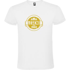 Wit T-Shirt met “Legend sinds 1960 “ Afbeelding Goud Size S